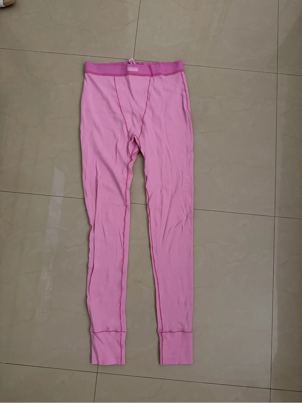 SKIMS Pink Ribbed Thermal Leggings